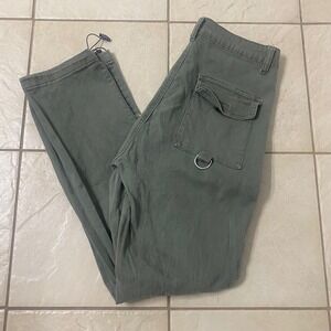 AMERICAN BAZI Cargo Pants Olive Green Utility Pockets Drawstring Ankle‎ Women